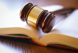 Gavel sitting on a book