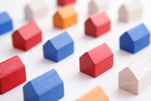 Red, White, Orange & Blue Monopoly Houses